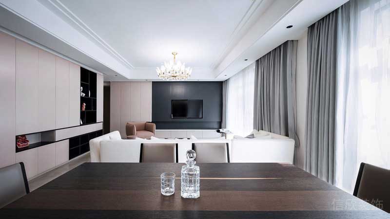 現(xiàn)代裝修風格家居美學(xué)深色胡桃木就餐區(qū)開放式客廳設(shè)計