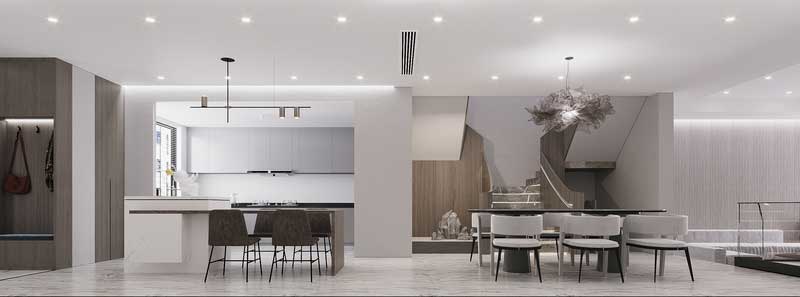 全景圖學(xué)區(qū)房裝修效果套房裝修設(shè)計(jì)就餐區(qū)開放式廚房簡(jiǎn)約白