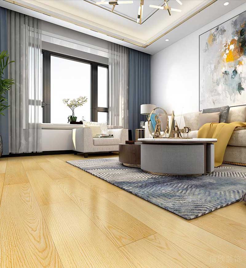 輕奢風(fēng)客廳天花吊頂金色線條收邊。