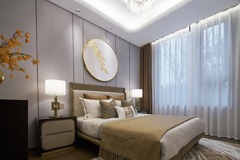 深圳寶安區(qū)西鄉(xiāng)新中式新房設(shè)計(jì)裝修案例主臥效果圖