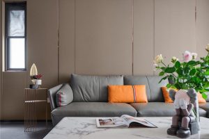 深圳南山區(qū)玫瑰金調(diào)性輕奢風(fēng)家庭裝修實(shí)景圖客廳效果圖