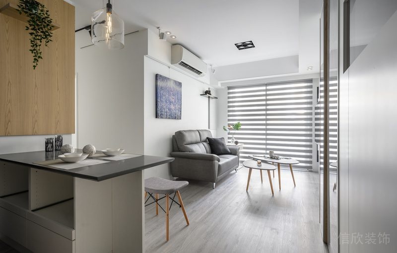 深圳寶安區(qū)石巖北歐風格家居裝修設(shè)計客廳效果圖