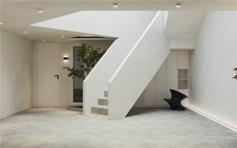 深圳南山現(xiàn)代簡約家庭裝修設(shè)計(jì)樓梯廳效果圖