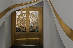 福田新洲美容院裝修設(shè)計(jì)金色大門(mén) 588x588