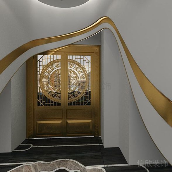 福田新洲美容院裝修設(shè)計金色大門 588×588