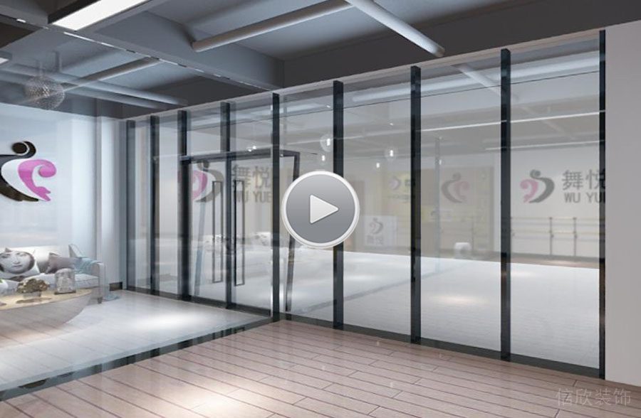 深圳龍華大浪舞蹈培訓中心裝修設計門面玻璃隔斷 1