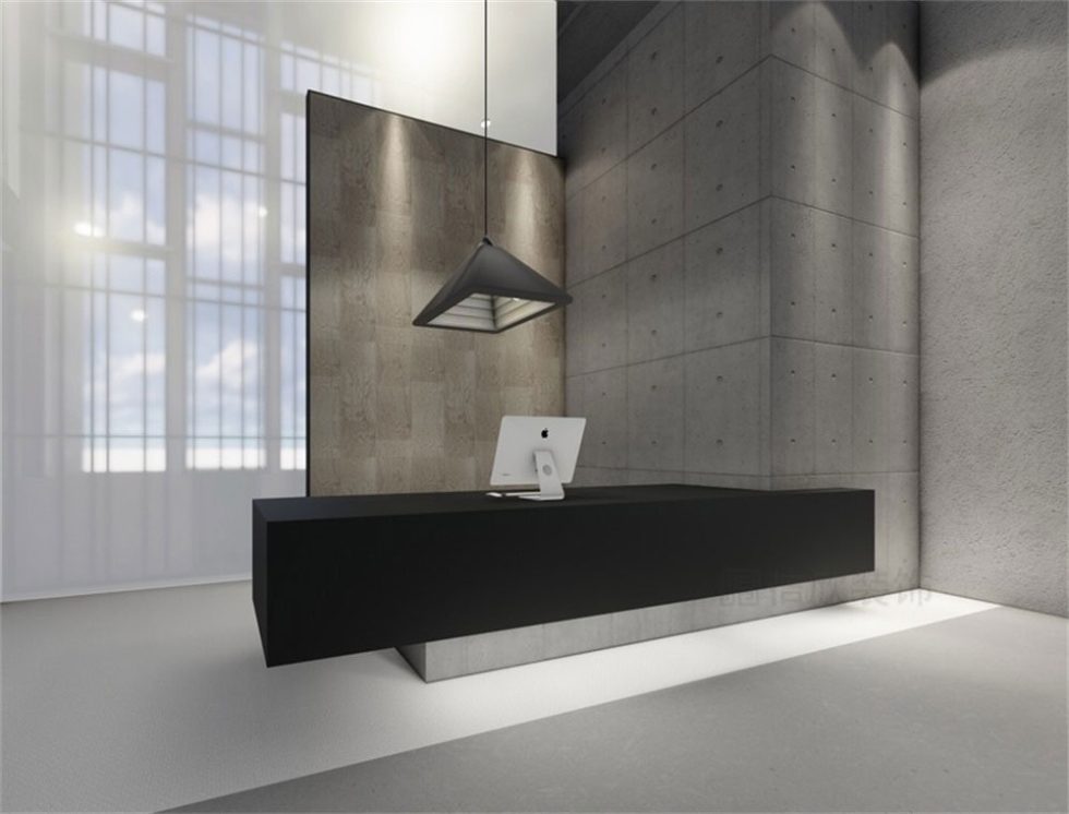 辦公室前臺(tái)區(qū)黑色的前臺(tái)效果圖