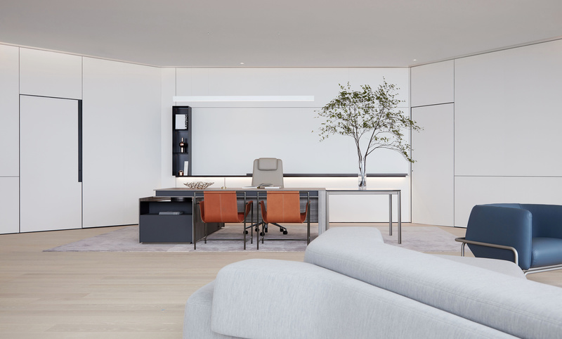 萬科濱海云中心極簡風格公司裝修設(shè)計案例原木色地板