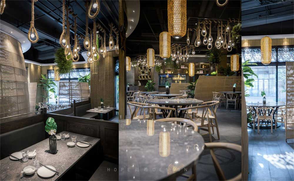 深圳鹽田混搭風(fēng)美食廣場裝修設(shè)計藝術(shù)吊燈
