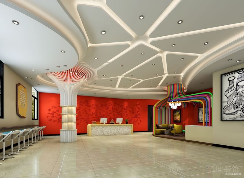 天花線條直線設(shè)計(jì)水吧臺(tái)茶室墻體設(shè)計(jì)辦公室大廳培訓(xùn)教育機(jī)構(gòu)