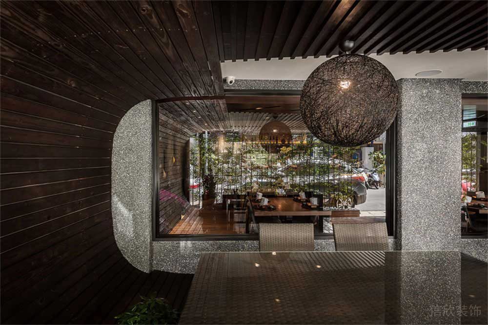 深圳寶安簡約風中餐廳裝修設(shè)計案例室外休閑區(qū)