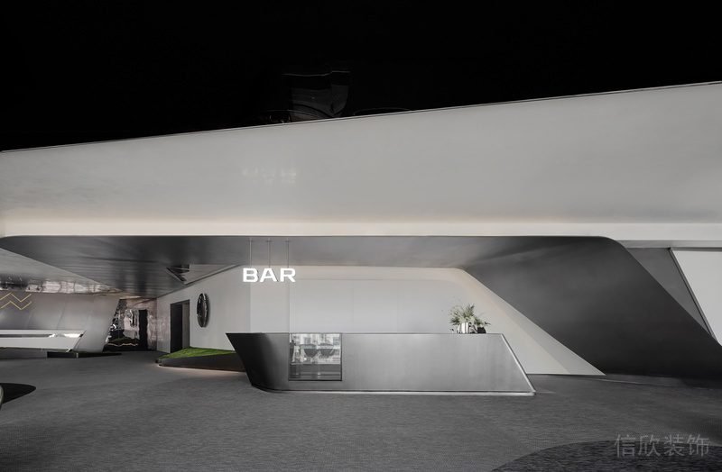 深圳福田卓越城現(xiàn)代風格辦公室裝修設計吧臺洽談區(qū)