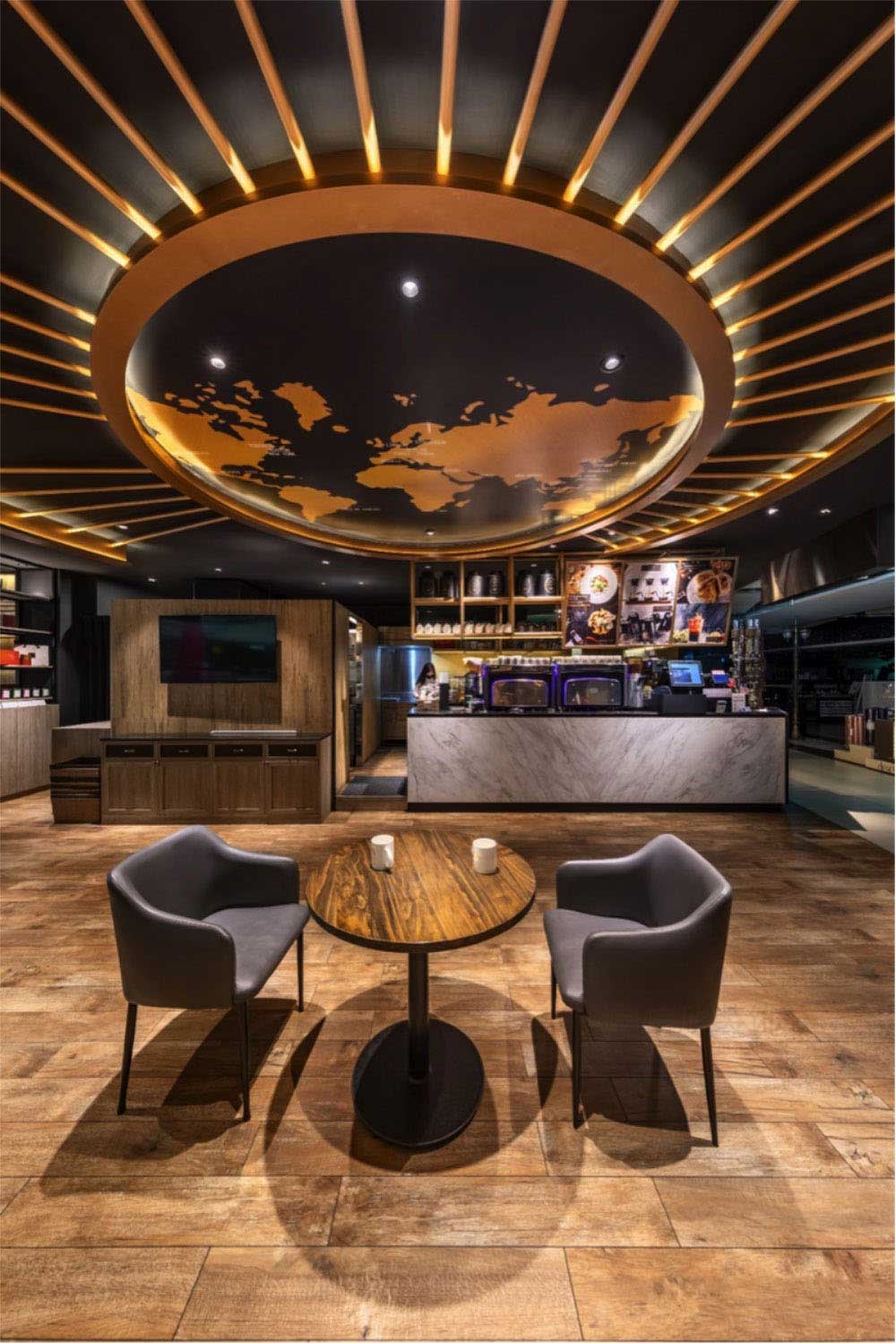 深圳寶安工業(yè)風(fēng)咖啡廳裝修設(shè)計(jì)工程吧臺(tái)