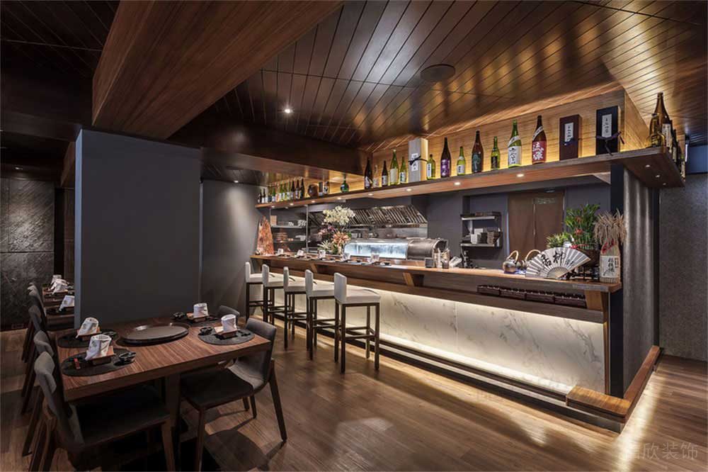 深圳寶安簡約風中餐廳裝修設計案例吧臺用餐區(qū)