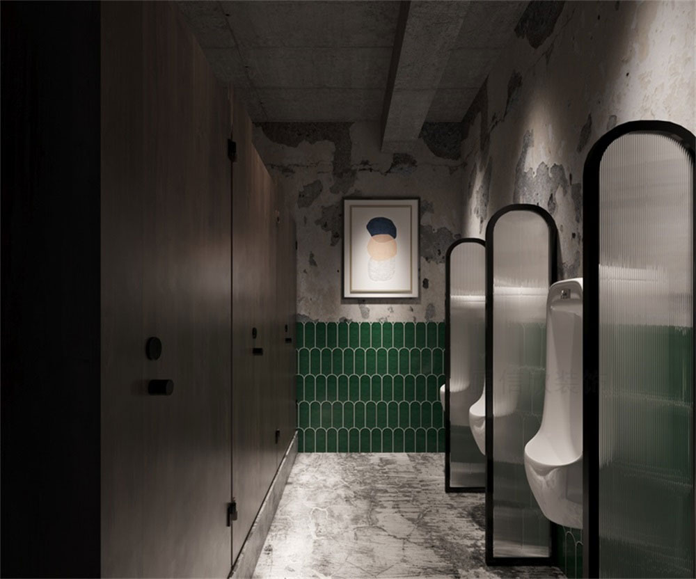 深圳龍華后現(xiàn)代工業(yè)混搭式異域風(fēng)情餐廳裝修設(shè)計(jì)男士衛(wèi)生間