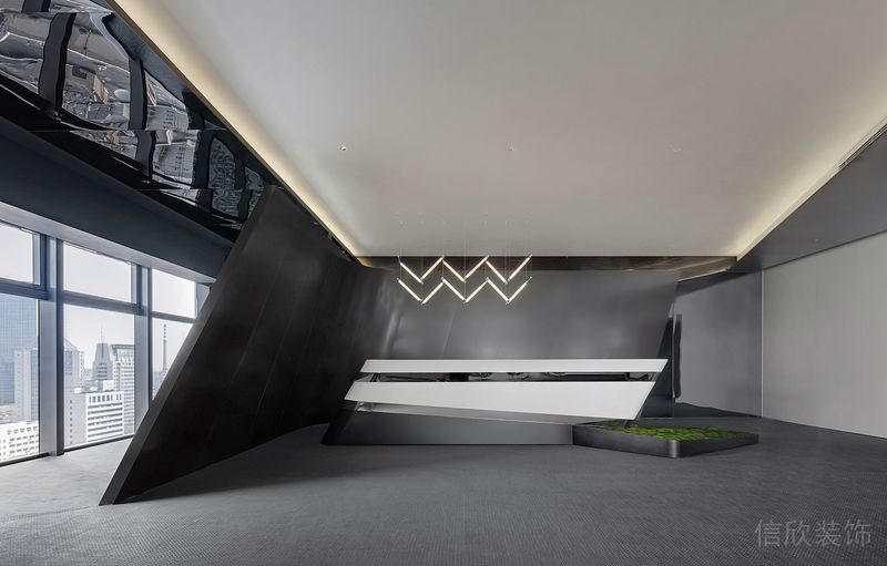 深圳福田卓越城現(xiàn)代風(fēng)格辦公室裝修設(shè)計前臺