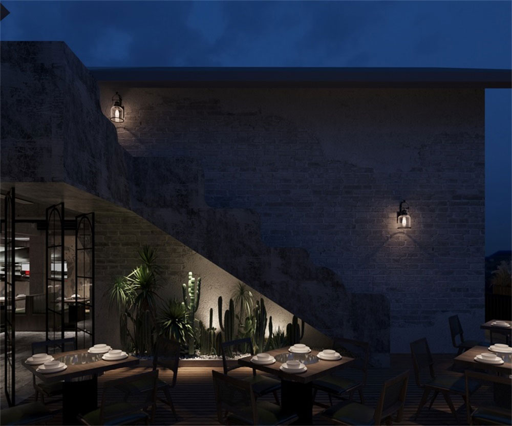 深圳龍華后現(xiàn)代工業(yè)混搭式異域風(fēng)情餐廳裝修設(shè)計(jì)戶外用餐區(qū)