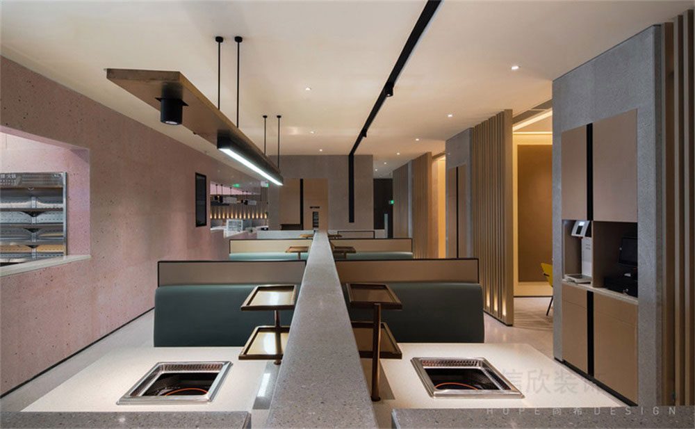 深圳南山現(xiàn)代簡約風(fēng)格火鍋店裝修設(shè)計(jì)天花