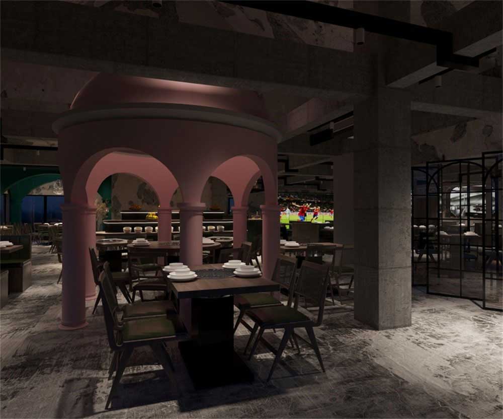 深圳龍華后現(xiàn)代工業(yè)混搭式異域風(fēng)情餐廳裝修設(shè)計(jì)情景藝術(shù)造型