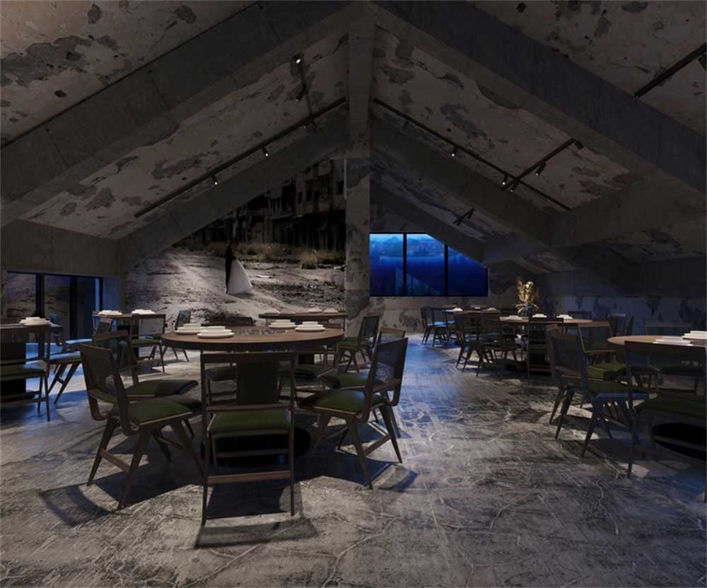 深圳龍華后現(xiàn)代工業(yè)混搭式異域風(fēng)情餐廳裝修設(shè)計(jì)地面鋪設(shè)