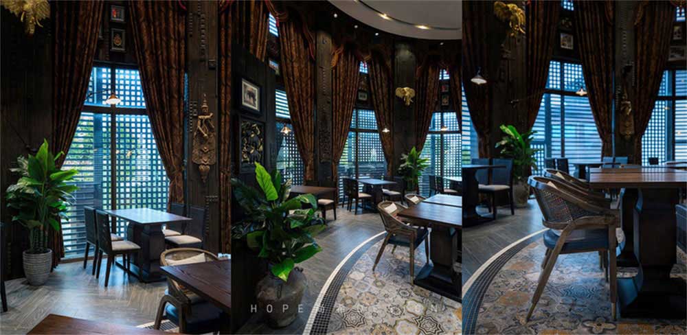 深圳鹽田混搭風(fēng)美食廣場裝修設(shè)計定制窗簾