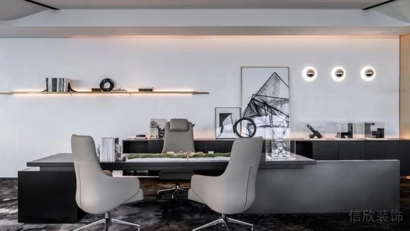 深圳龍崗區(qū)金地龍城中央現(xiàn)代簡約風(fēng)格寫字樓裝修總裁辦公室效果圖