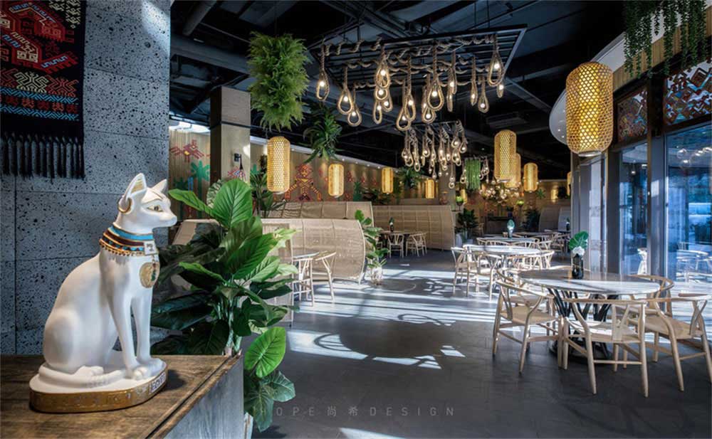 深圳鹽田混搭風(fēng)美食廣場裝修設(shè)計田園風(fēng)主題用餐大廳