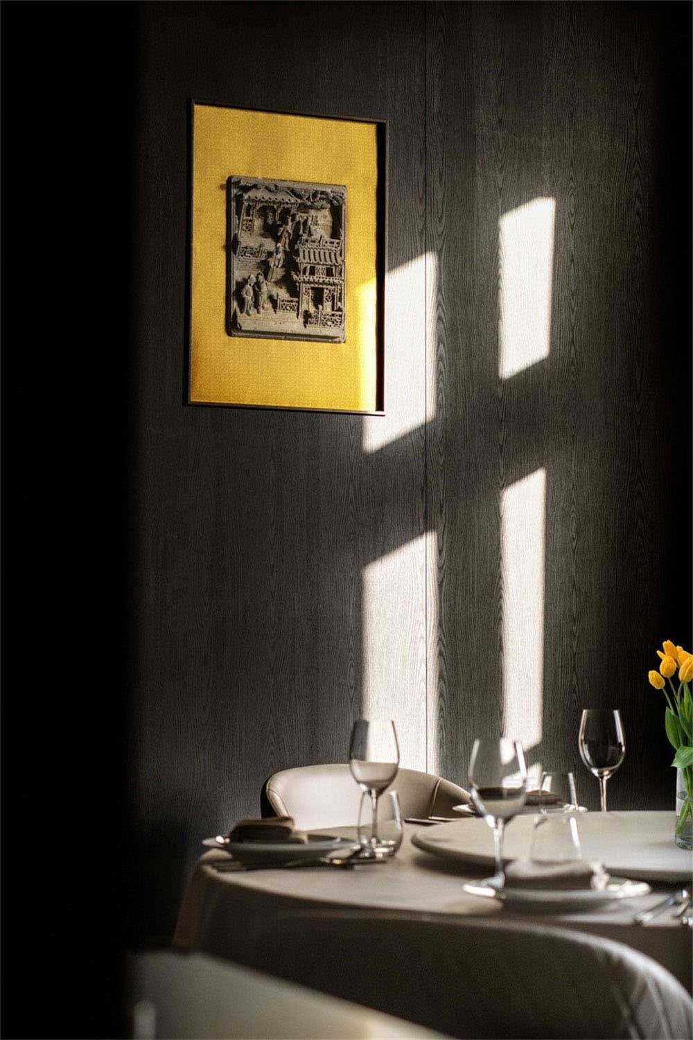 深圳南山新中式餐廳裝修設(shè)計(jì)案例藝術(shù)磚雕