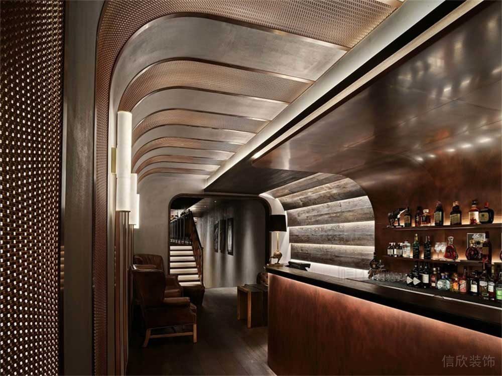 深圳龍華簡約美式風格私房菜餐飲店裝修設(shè)計酒吧區(qū)