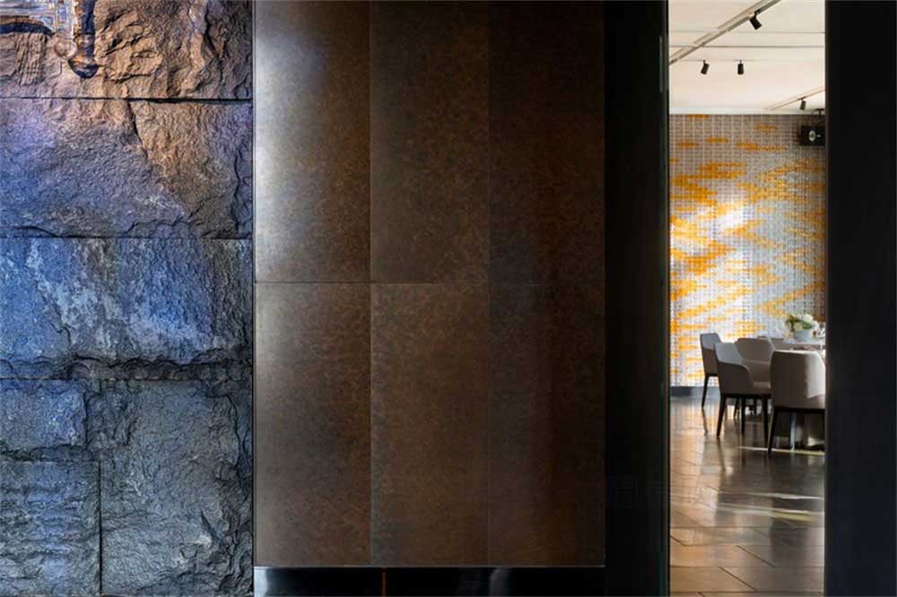 深圳南山新中式餐廳裝修設(shè)計(jì)案例材料質(zhì)感