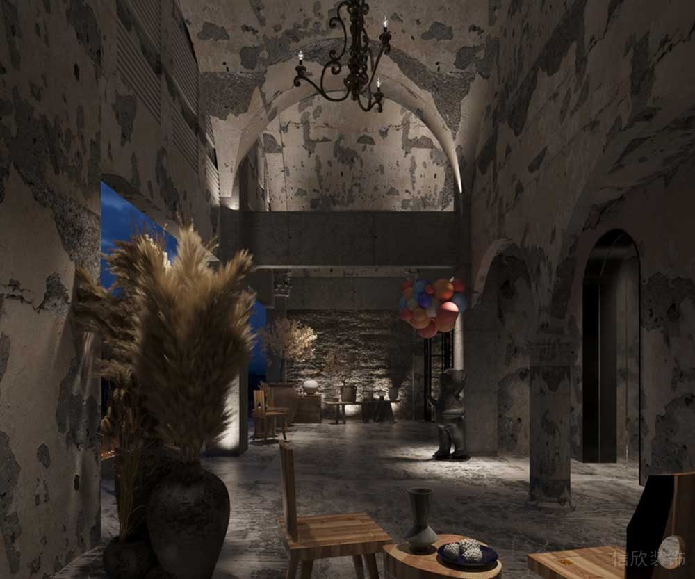 灰調(diào)簡約風(fēng)天花拱形藝術(shù)現(xiàn)代高級感日式木質(zhì)茶水休息區(qū)下午茶餐廳裝修