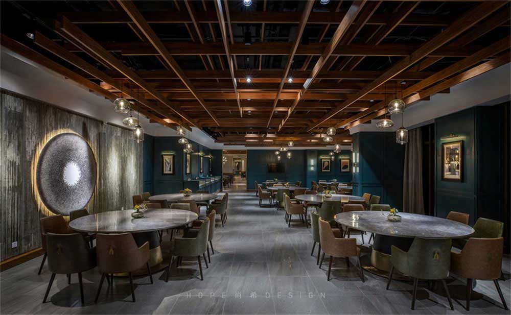 深圳鹽田混搭風(fēng)美食廣場裝修設(shè)計輕奢風(fēng)主題用餐大廳
