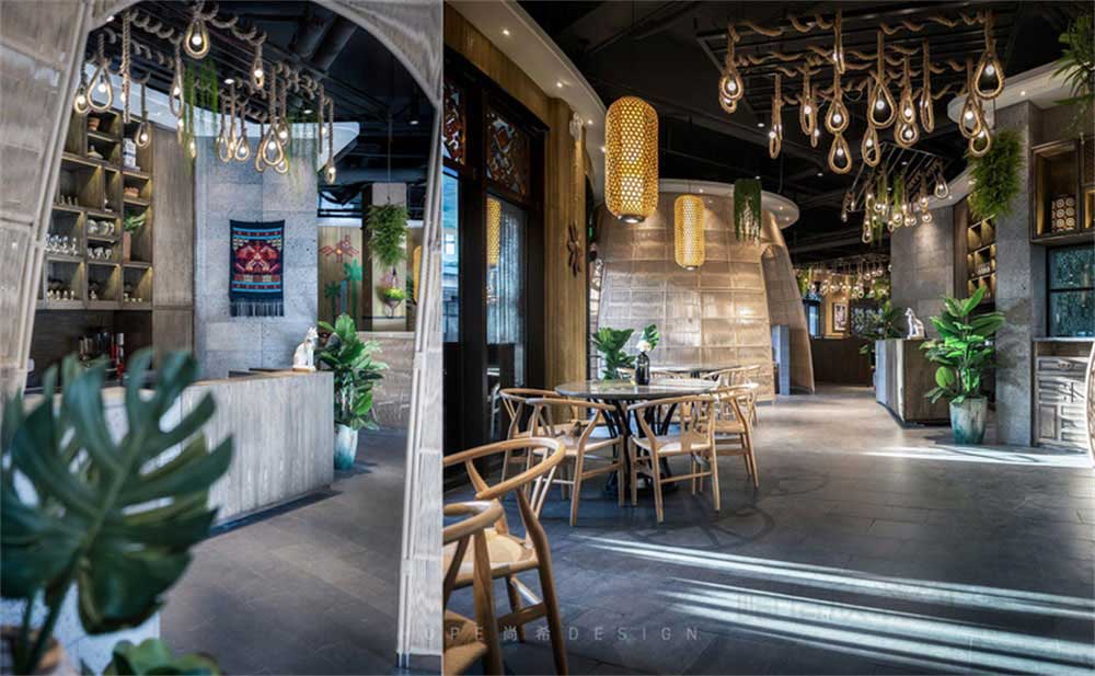 深圳鹽田混搭風(fēng)美食廣場裝修設(shè)計家具組合