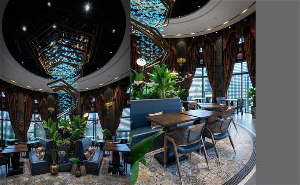 深圳鹽田混搭風(fēng)美食廣場裝修設(shè)計東南亞風(fēng)格主題用餐大廳