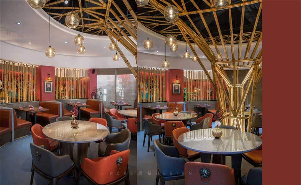 深圳鹽田混搭風(fēng)美食廣場裝修設(shè)計新中式主題用餐大廳