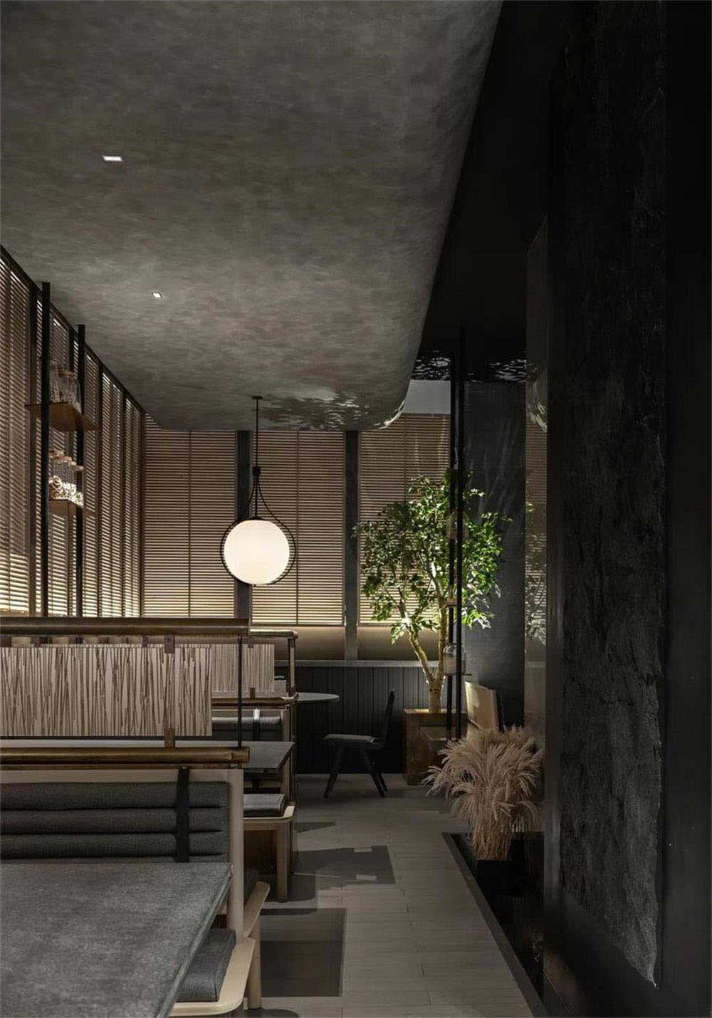 簡約風(fēng)格日本料理鐵板燒餐廳裝修設(shè)計(jì)高級(jí)灰藝術(shù)涂料