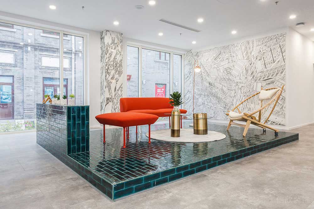 北歐輕奢風辦公空間前廳接待區(qū)設(shè)計裝修圖