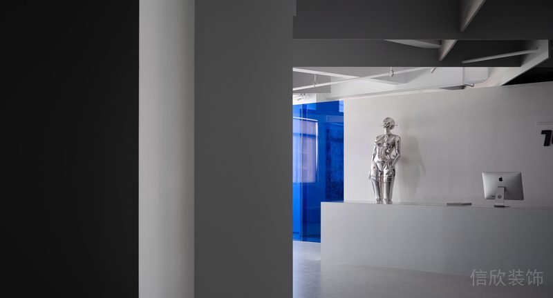 藝術(shù)感科技未來(lái)金屬簡(jiǎn)約純白效果前臺(tái)過(guò)道設(shè)計(jì)