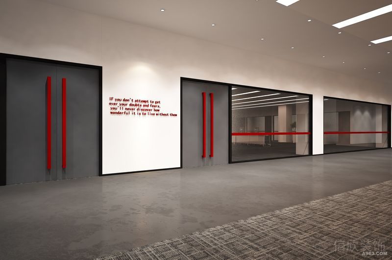 走廊黑色扶手灰色商務(wù)風(fēng)簡約門平推設(shè)計(jì)辦公室