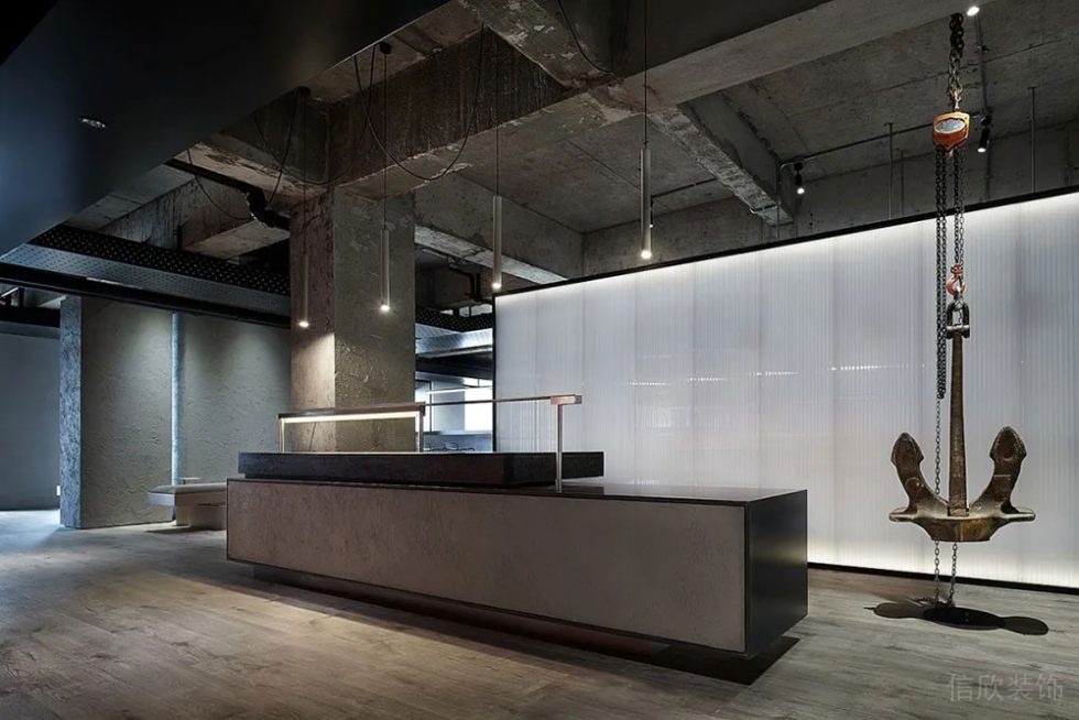 工業(yè)風(fēng)商務(wù)辦公空間前臺(tái)服務(wù)區(qū)裝修圖