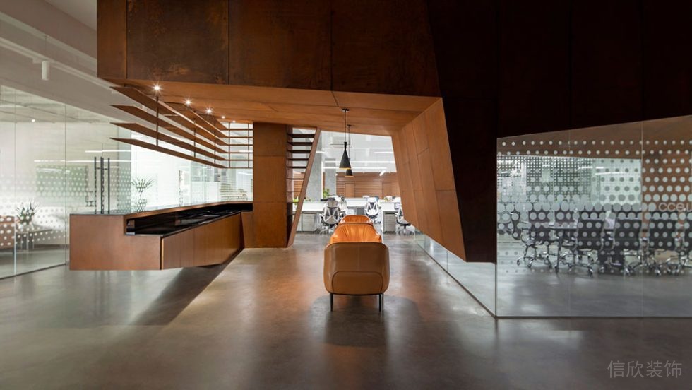 工業(yè)風(fēng)商務(wù)辦公室前臺(tái)服務(wù)區(qū)裝修圖