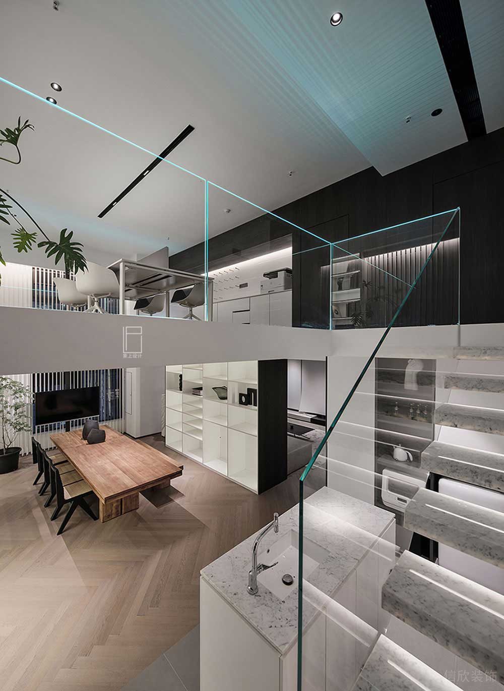 現(xiàn)代風格辦公空間項目樓梯走道裝修圖