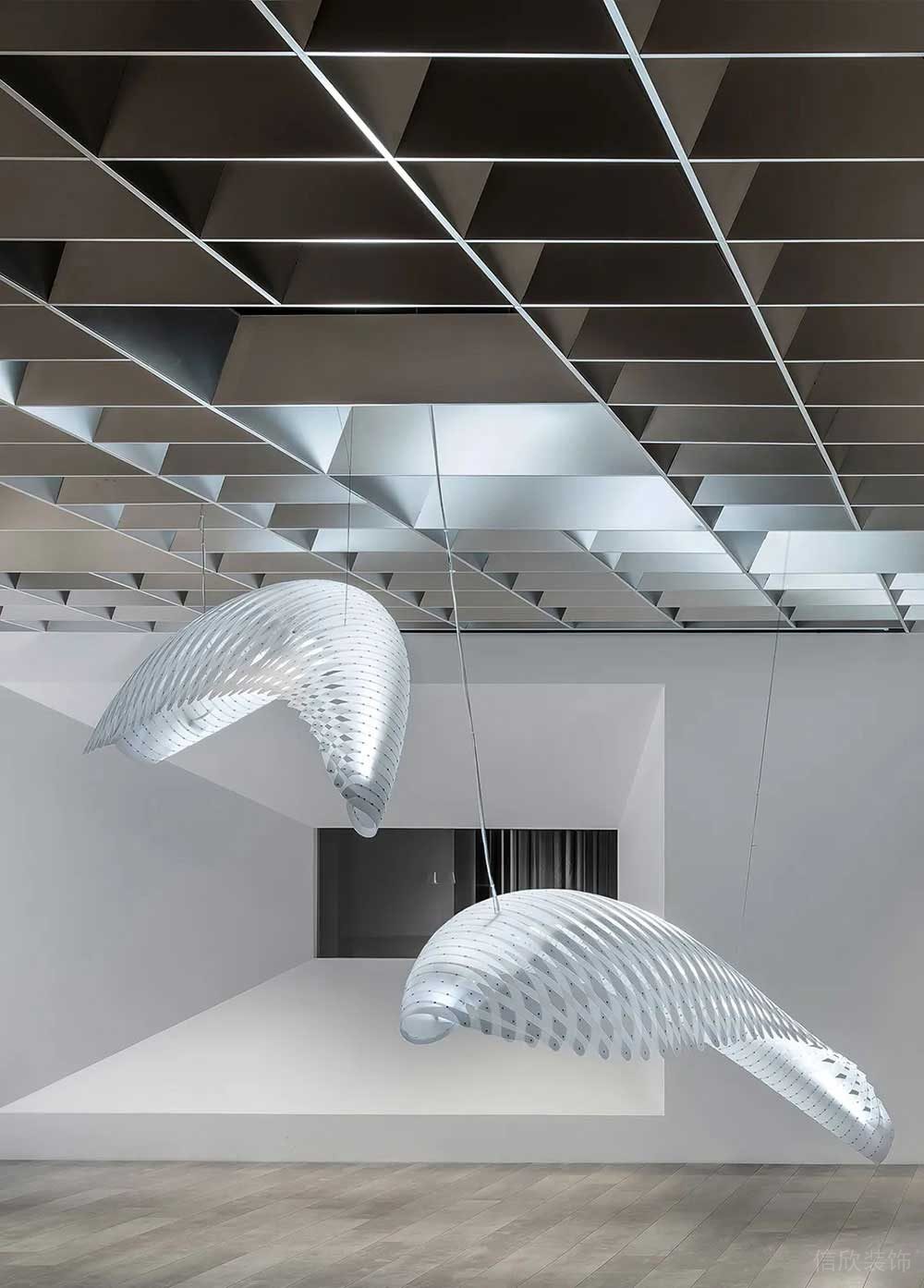 現(xiàn)代風格商戶辦公室前廳藝術裝置陳設裝飾實景圖