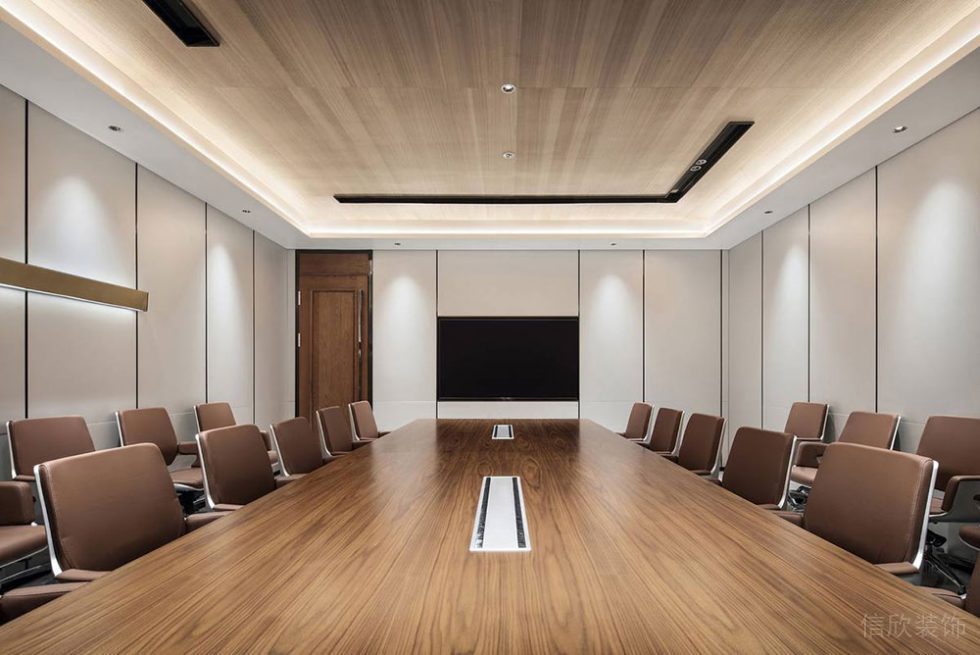 現(xiàn)代風格商務辦公空間多功能會議室裝修圖