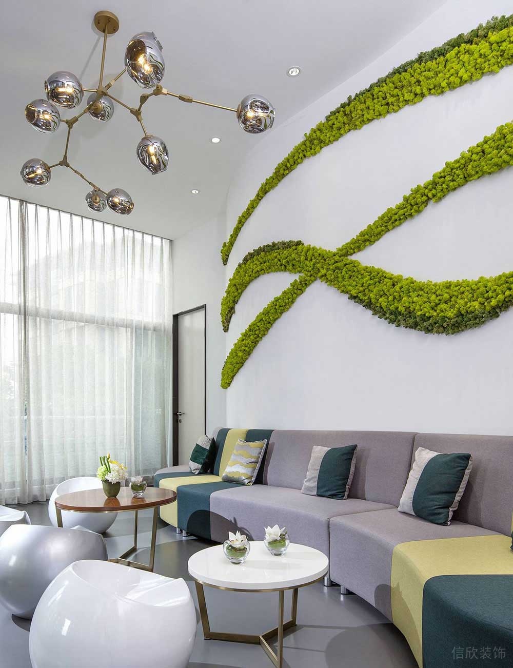 現(xiàn)代風格商務辦公空間接待室裝修圖