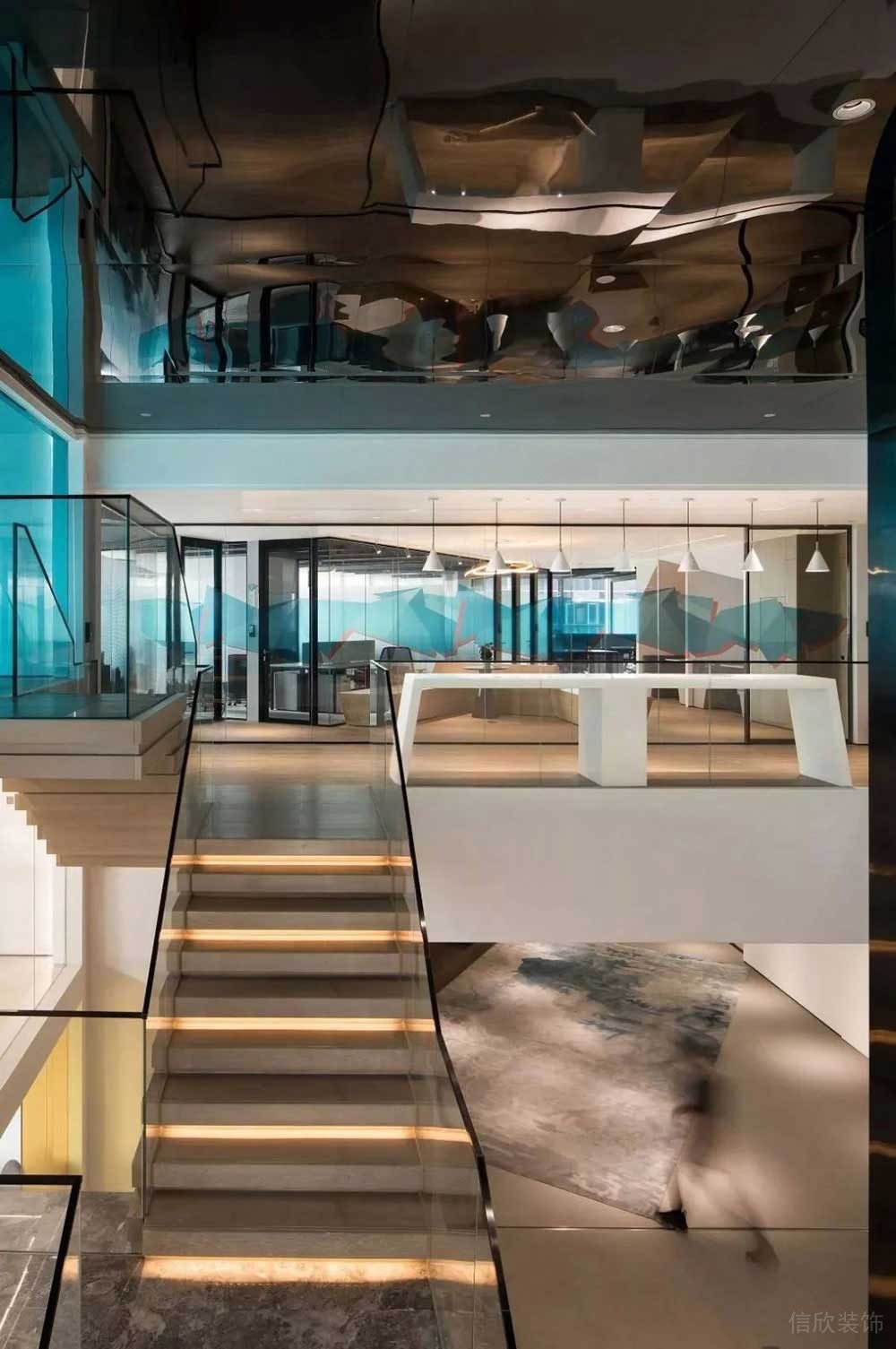 現(xiàn)代風格商務辦公空間樓梯廳設計案例裝修圖