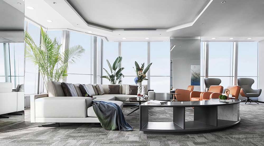 現(xiàn)代風格商務辦公空間休閑會客區(qū)裝修圖