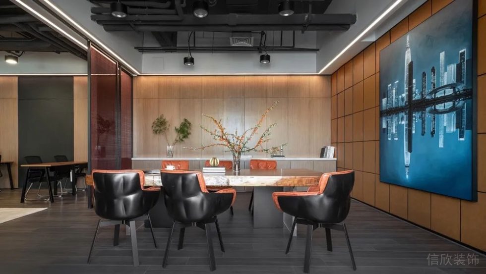 現(xiàn)代工業(yè)風(fēng)辦公場所洽談區(qū)設(shè)計裝修圖