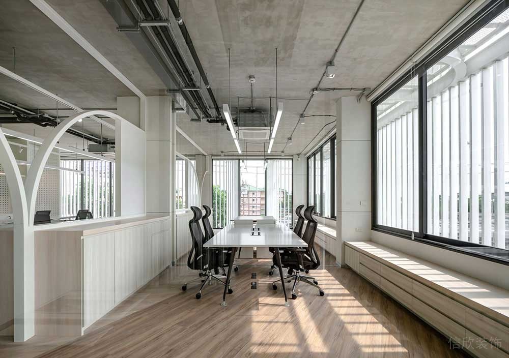 現(xiàn)代工業(yè)風(fēng)商務(wù)辦公場半開放式辦公區(qū)裝修圖
