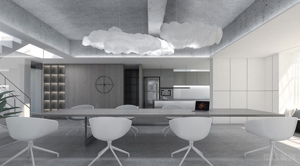 現(xiàn)代工業(yè)風商務辦公場所開放式洽談區(qū)設計裝修圖